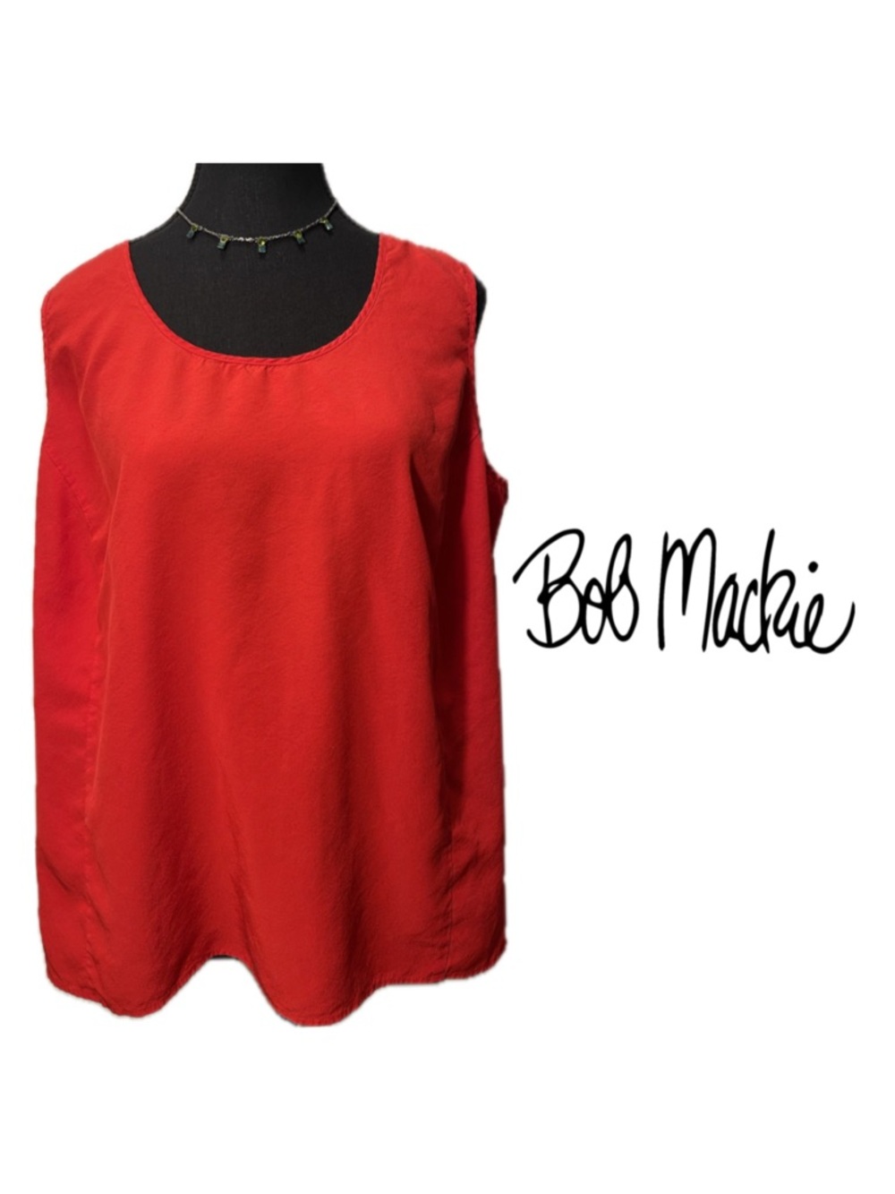 Vintage 100% Silk 90s Bob Mackie Wearable Art Red Tank Top Shell Capsule 1x